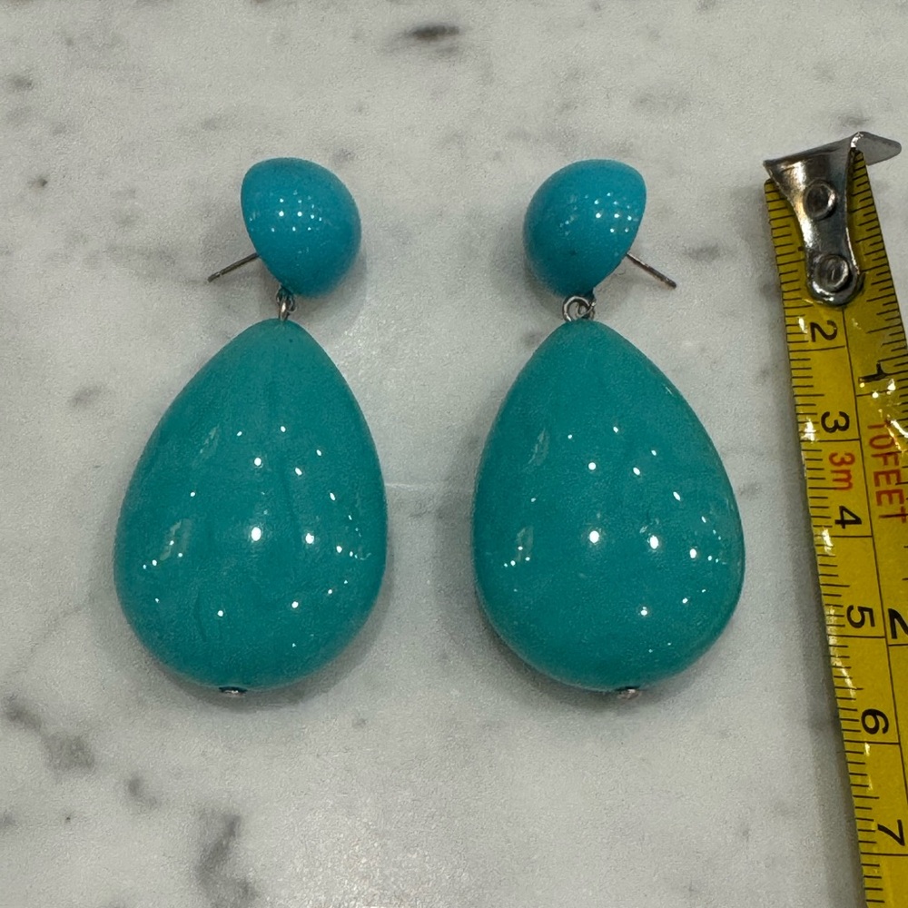 Francine Bramli Paris Turquoise Resin Teardrop Statement Earrings - Picture 5 of 7